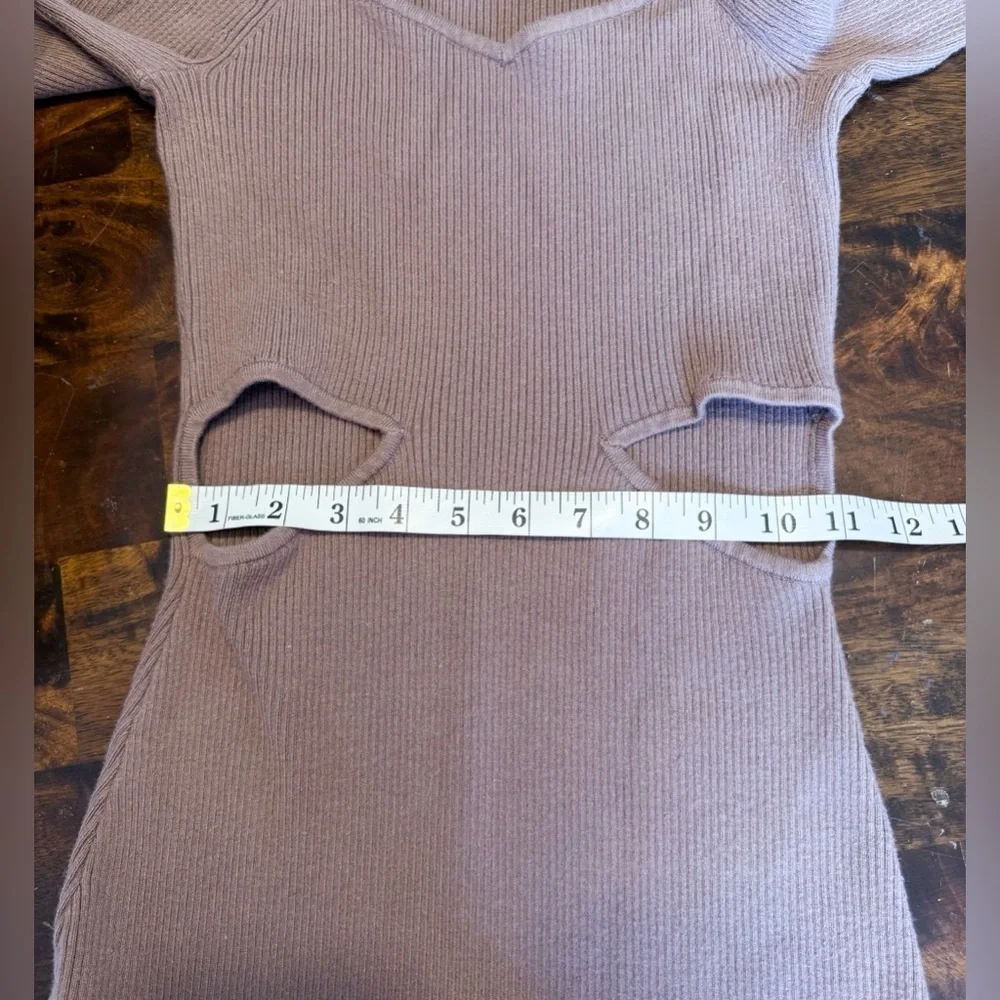 Abercrombie & Fitch Mauve Long Sleeve Bodycon Cut Out Sweater Maxi Dress Sz M